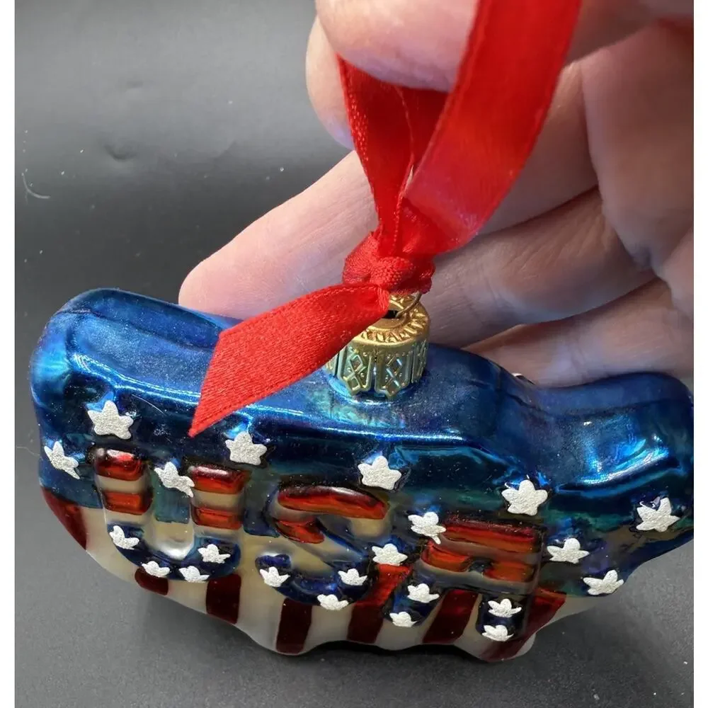 Old World USA Ornament Blown Glass Star American Flag 4th Patriotic -LO17 - Picture 3 of 11